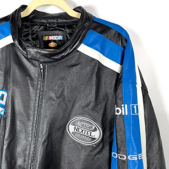 Nascar Leather Jacket Ryan Newman Black Alltel Full Zip Racing Sz 3XL Men - Picture 3 of 11